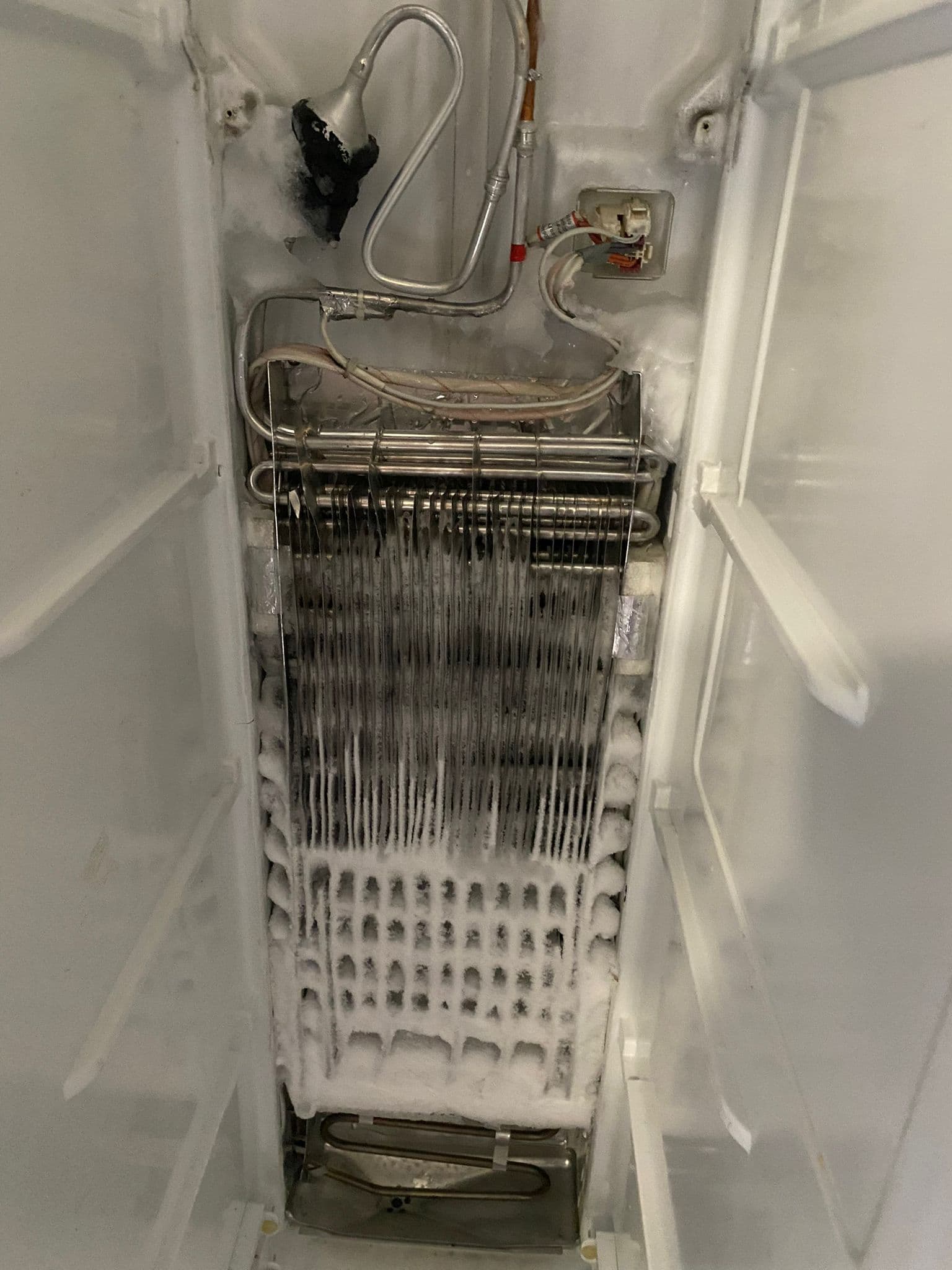 Fridge evaporator coil defrost system repair
