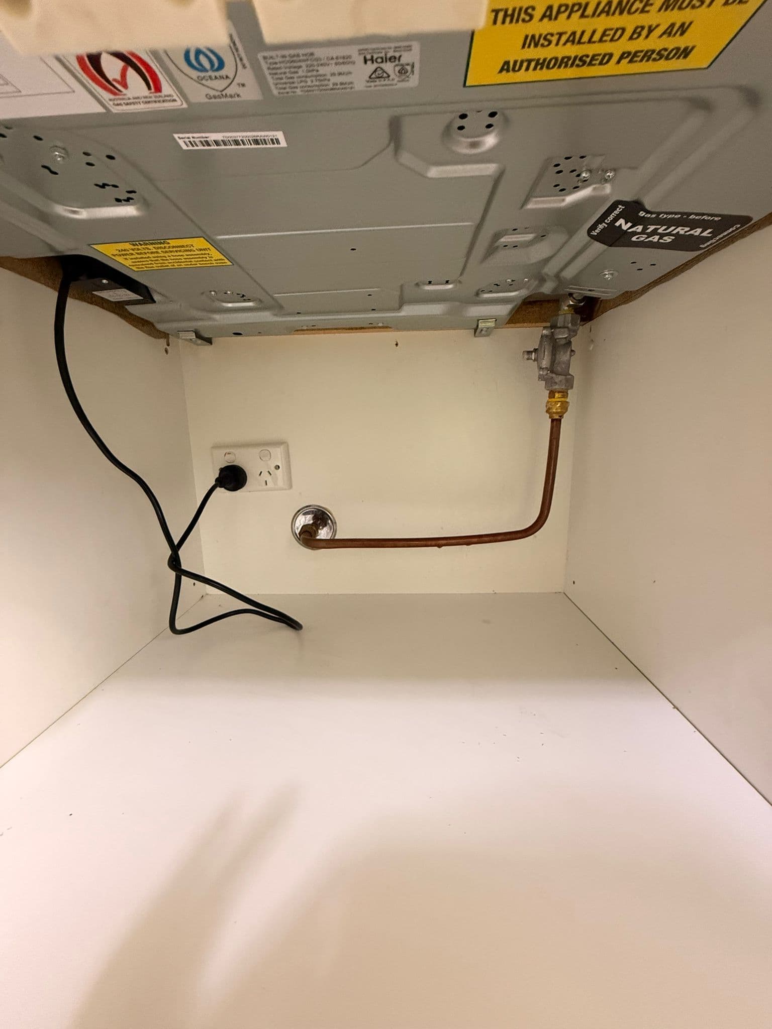 Gas oven installation and gas line connection